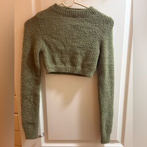 Edikted Sage Green Cropped Sweater